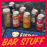 Assorted cans of Fierce Beer, Fierce pint glasses and a rubber Fierce bar mat available as a home bar kit.