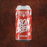 Orange and white can of Fierce Iron Brew on a dark metallic textured background